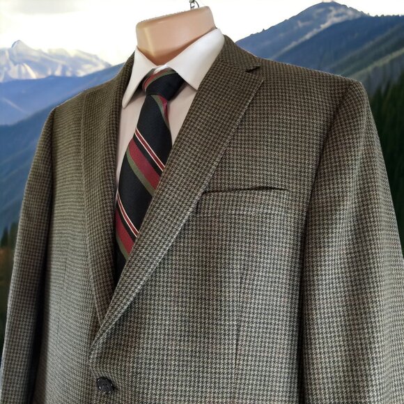 Ralph Lauren Men's 44R Brown Check 100% Wool Blazer Sport Coat & Tie 11024 - Picture 2 of 10